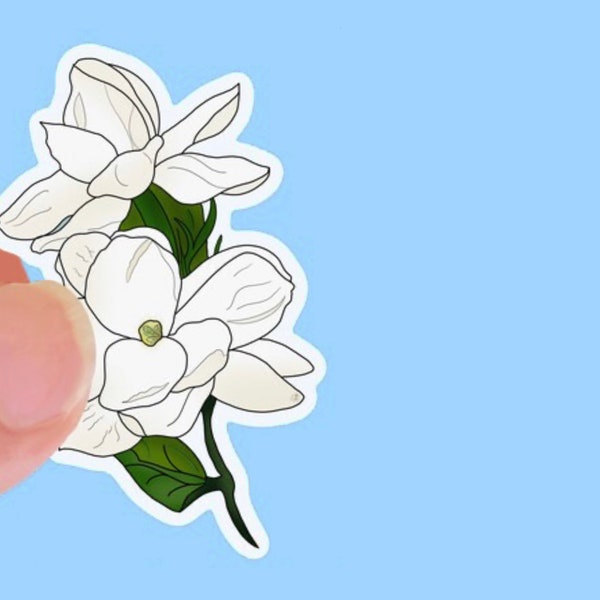 Magnolia Blossoms Sticker, Waterproof Vinyl Decal, Laptop Sticker, Water Bottle Sticker, Aesthetic Stickers, choice of size