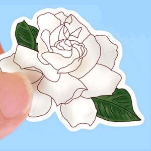 Gardenia - Adhesivo de vinilo duradero para botellas de agua, diarios, ventanas de coche, portátiles y más