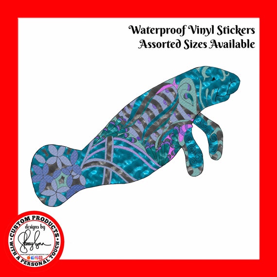 MANATEE STICKER- Waterproof, tear-resistant, vinyl decal available in assorted sizes or full sheets