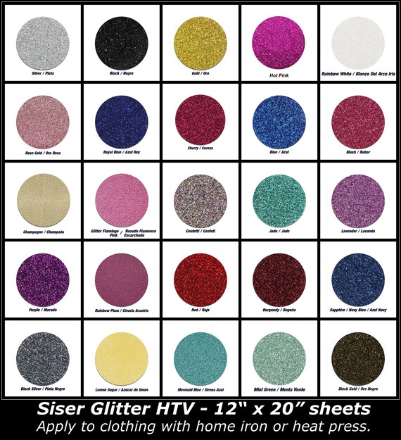 Siser GLITTER Heat Transfer Vinyl | Glitter HTV | Iron-On Material | 12" x 20" sheet