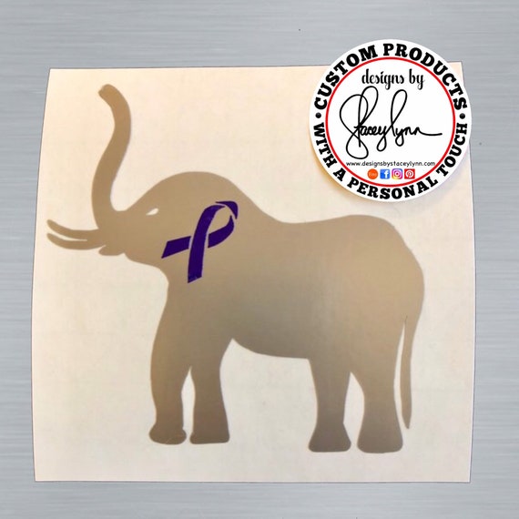ALZHEIMERS / DEMENTIA purple ribbon elephant decal | Dementia Ribbon |Alzheimer's ribbon | Dementia or Alzheimer's Sticker | FREE shipping