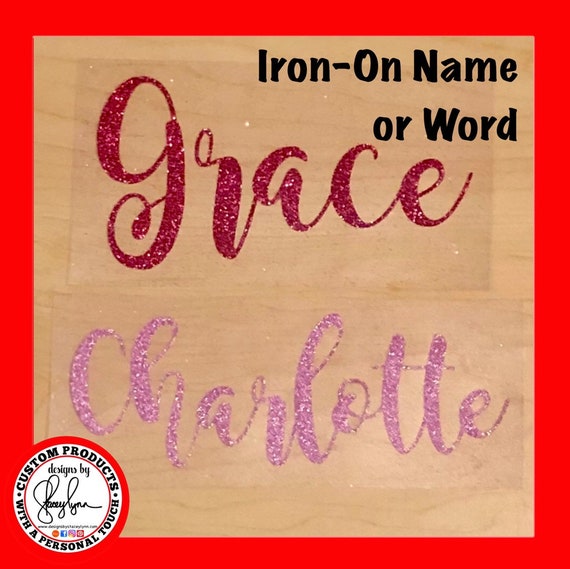 Glitter WORD or NAME Iron-on | Choose size & color