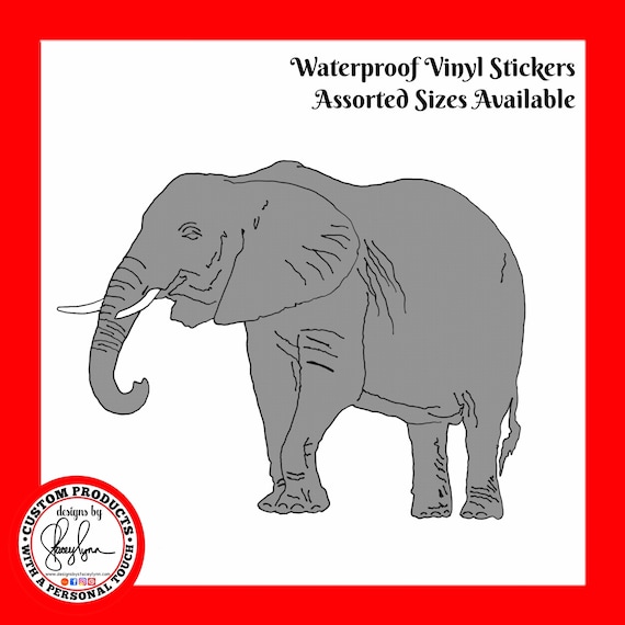 ELEPHANT STICKER- Waterproof, tear-resistant, vinyl decal available in assorted sizes or full sheets