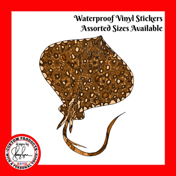 STINGRAY STICKER- Waterproof, tear-resistant, vinyl decal available in assorted sizes or full sheets