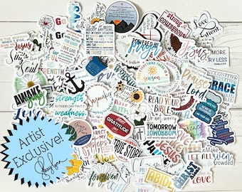 Christian Sticker Pack - Faith Waterproof Sticker Bundle, Choose your quantity, personally drawn and designed by me
