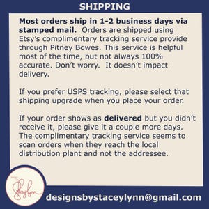The image is a shipping-related informational graphic that provides details about shipping options and the tracking service provided by Etsy. It includes text and a logo, but does not contain any visual elements such as images or graphics. The text is written in a clear and concise manner, and the logo is placed at the bottom of the image.