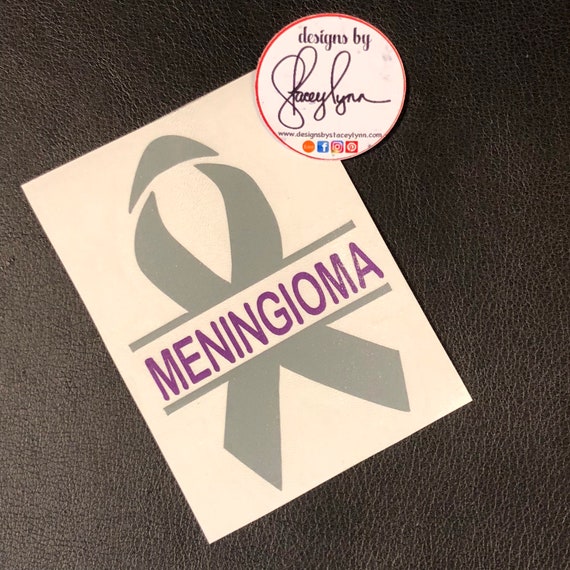 MENINGIOMA AWARENESS RIBBON decal | Brain Tumor Ribbon | Brain Cancer Awareness Ribbon | Grey & Purple ribbon