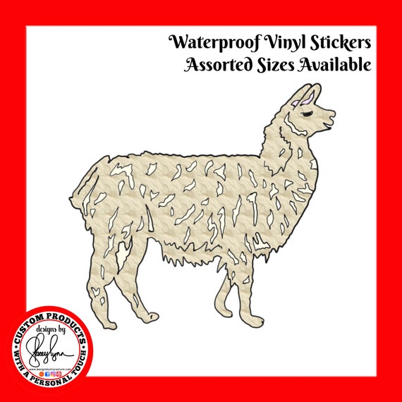 LLAMA STICKER- Waterproof, tear-resistant, vinyl decal available in assorted sizes or full sheets