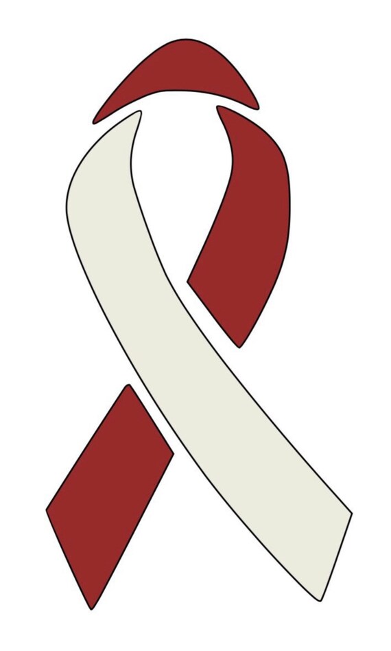 SQUAMIS CARCINOMA AWARENESS Ribbon decal | Burgundy & Ivory ribbon