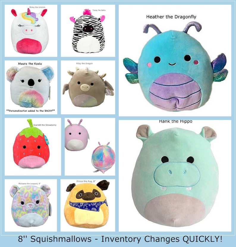 Personalized 8 SQUISHMALLOWS assorted with first name | Etsy