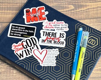 Christian Sticker Pack, Six Faith Stickers, Religious Decals, Bible Verse Stickers, Waterproof Sticker Bundle, Pack 2268