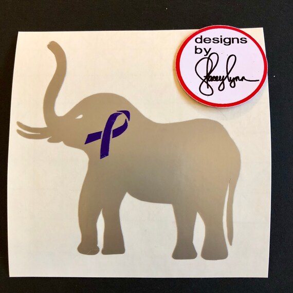 ALZHEIMERS / DEMENTIA purple ribbon elephant decal | Dementia Ribbon |Alzheimer's ribbon | Dementia or Alzheimer's Sticker | FREE shipping