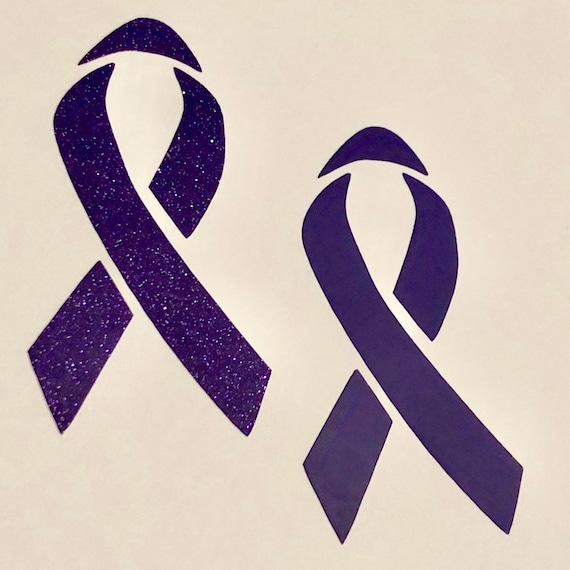 Pancreatic or Ovarian Cancer Ribbon decal; Prevention sticker, In memory of, Purple ribbon