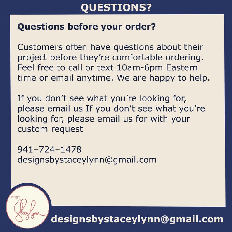 Questions before your order?