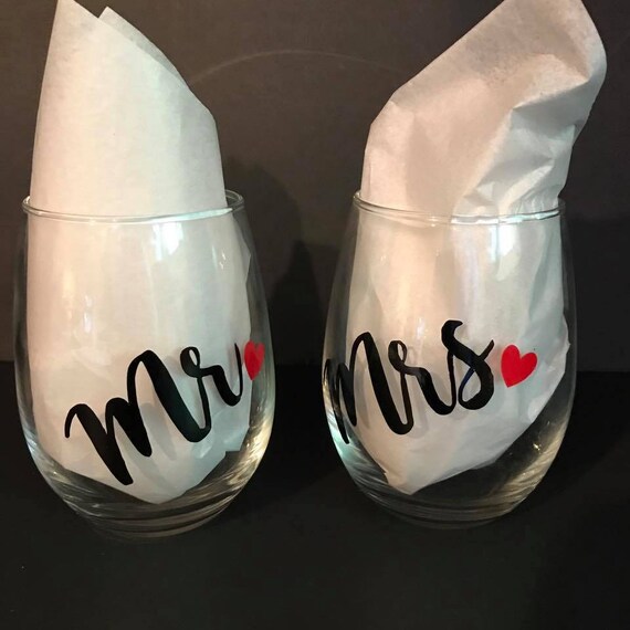 Mr. and Mrs. Glasses or candle holders, His and Hers gift