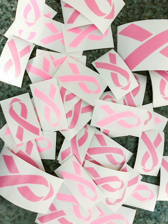 Bulk BREAST CANCER RIBBON decals, use for fundraiser, teams or groups