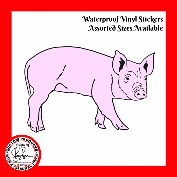 PIG STICKER- Waterproof, tear-resistant, vinyl decal available in assorted sizes or full sheets
