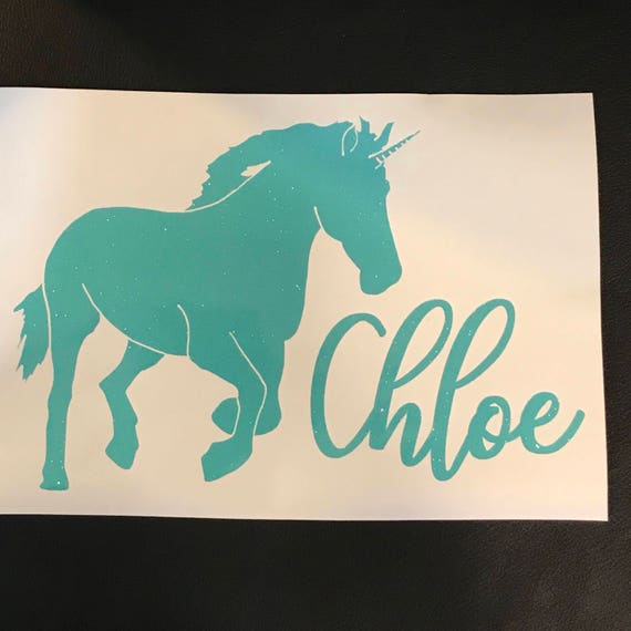 GLITTER Unicorn decal with NAME decal | car decal | device, laptop or Mac decal | FREE shipping