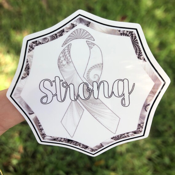 Strong white ribbon Sticker- Waterproof, tear-resistant, vinyl decal available in assorted sizes or full sheets