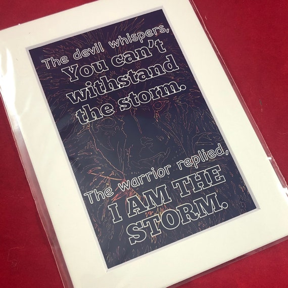 You can't withstand the storm | I am the storm | Lion drawing Print with choice of 5x7 black or white matte