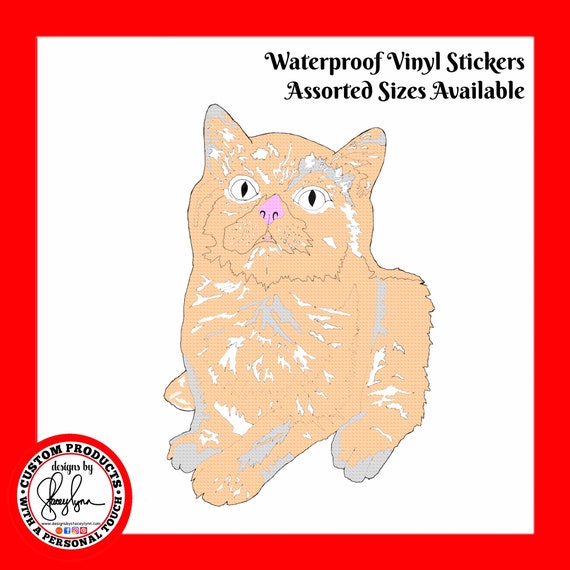 CAT STICKER- Waterproof, tear-resistant, vinyl decal available in assorted sizes or full sheets