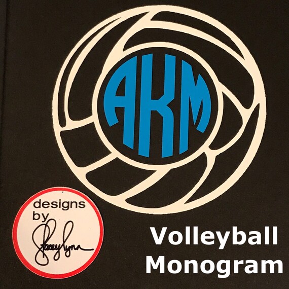 VOLLEYBALL MONOGRAM decal | Choose size & color | Use stickers for Yeti cups, tumblers, mugs, water bottles, cars, laptops and devices