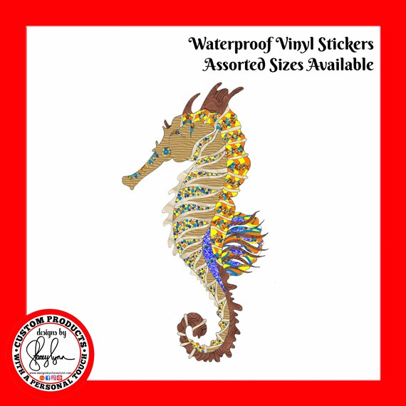 SEAHORSE STICKER- Waterproof, tear-resistant, vinyl decal available in assorted sizes or full sheets