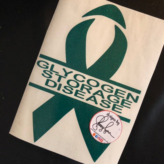 GLYCOGEN STORAGE DISEASE; Green awareness Ribbon Decal, Liver Disease