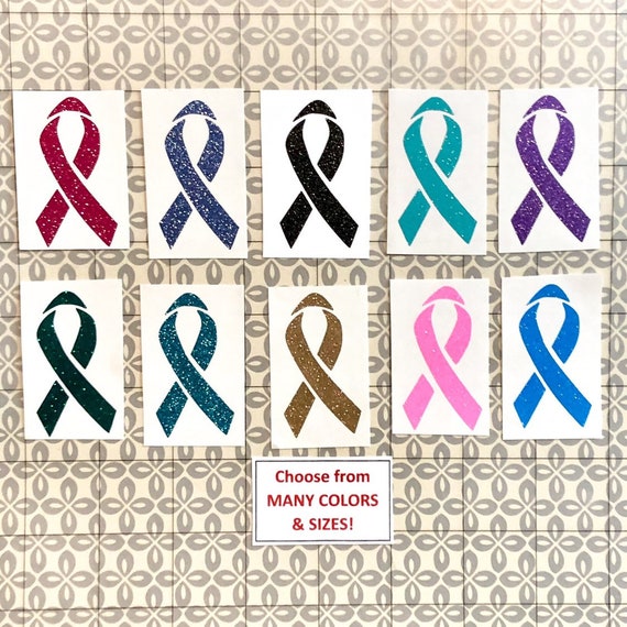 GLITTER Cancer Awareness Decal | Awareness Ribbon decals for Yeti cups, tumblers, mugs, water bottles, cars, laptops and devices