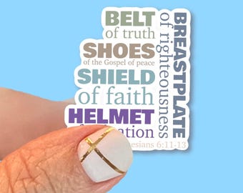 Armor of God - Ephesians 6:11-14 -Christian Vinyl Stickers for Water Bottles, Journals, Cars, Laptops & More