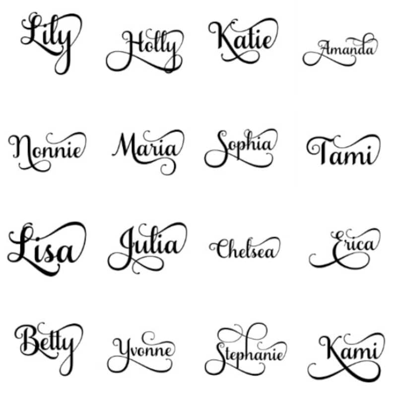 Glitter Fancy Name Decals Choose Size And Color Stickers For Etsy