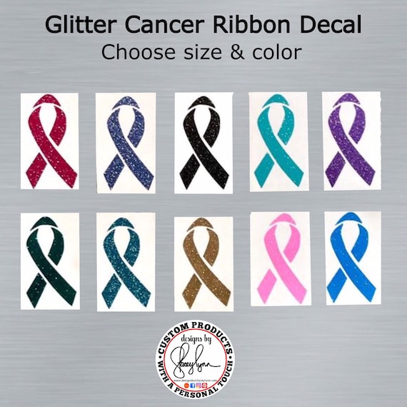 BULK - sets of 25- GLITTER Cancer Awareness Decal | Awareness Ribbon decals for Yeti cups, tumblers, mugs, water bottles, cars, laptops and