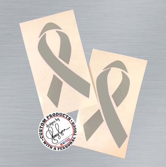 GREY AWARENESS Ribbon decal | Brain Tumor or Cancer Ribbon | PTSD, Terrorism | Parkinson's Disease | Asthma | Grey ribbon