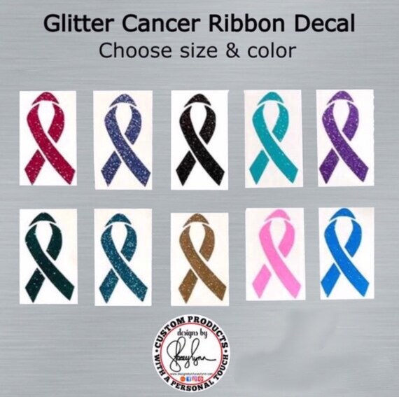 GLITTER Cancer Awareness Decal | Awareness Ribbon decals for Yeti cups, tumblers, mugs, water bottles, cars, laptops and devices