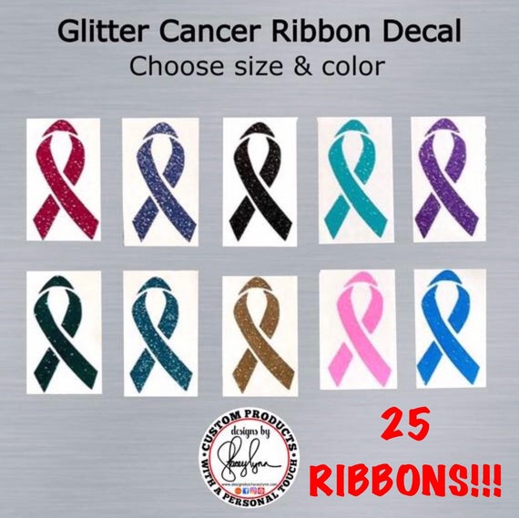 GLITTER Cancer Awareness Decal | Awareness Ribbon decals for Yeti cups, tumblers, mugs, water bottles, cars, laptops and devices