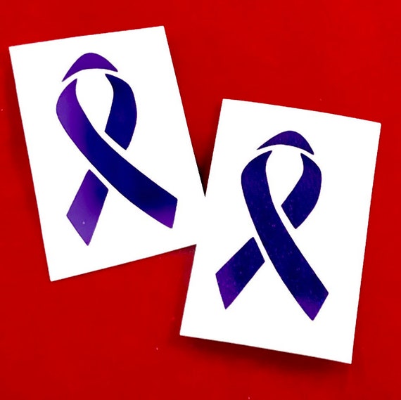 Pancreatic or Ovarian Cancer Ribbon decal; Hodgkin's Lymphoma, Prevention sticker, In memory of, Purple ribbon