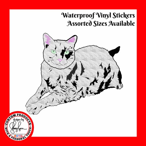 CAT STICKER- Waterproof, tear-resistant, vinyl decal available in assorted sizes or full sheets