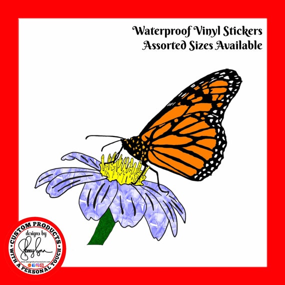 FLOWER & BUTTERFLY STICKER- Waterproof, tear-resistant, vinyl decal available in assorted sizes or full sheets
