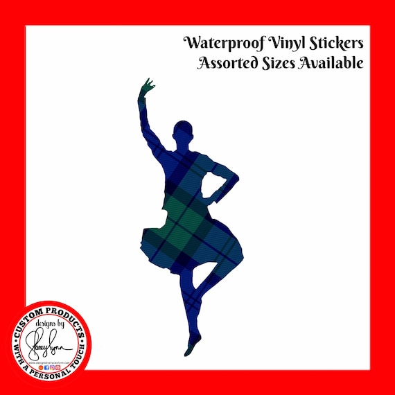 HIGHLAND DANCER STICKER- Waterproof, tear-resistant, vinyl decal available in assorted sizes or full sheets