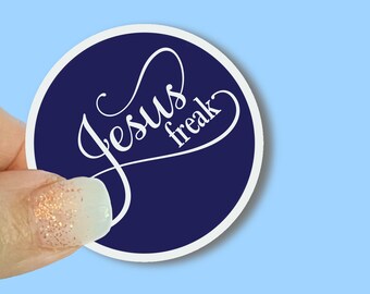 Jesus Freak, Navy Blue, Christian Faith Waterproof Vinyl Sticker/ Decal