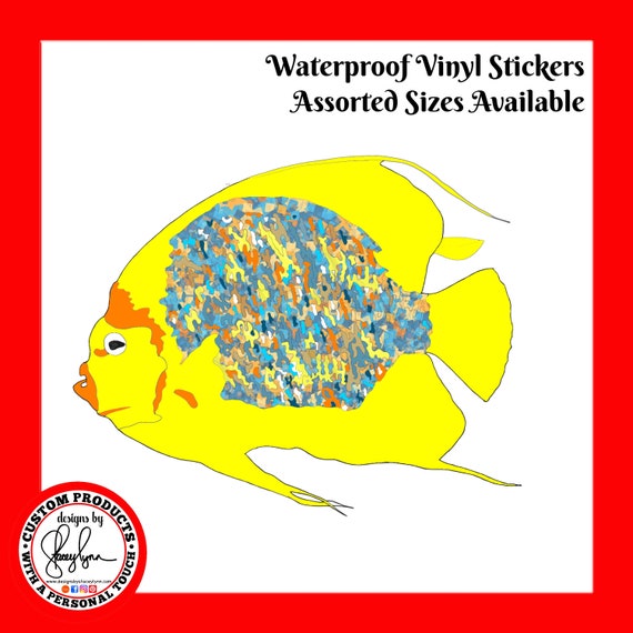 TROPICAL FISH STICKER- Waterproof, tear-resistant, vinyl decal available in assorted sizes or full sheets