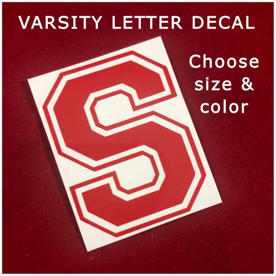 Varsity Letter or Number Decal, Choose size & color, waterproof