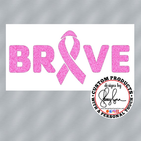 GLITTER BRAVE Cancer Awareness Ribbon Decal | Awareness decals for Yeti cups, tumblers, mugs, water bottles, cars, laptops and devices