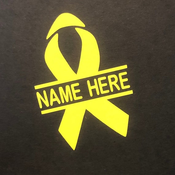 CHILDHOOD CANCER Personalized Awareness Ribbon Decal | Yellow Ribbon