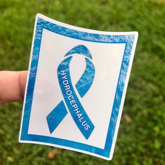 Hydrocephalus Awareness Sticker, blue water ribbon- Waterproof, tear-resistant, vinyl decal available in assorted sizes or full sheets