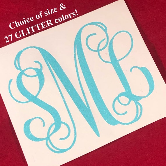 Premium GLITTER Monogram | Decals for Yeti cups, tumblers, mugs, water bottles, cars, laptops and devices | Monogram Sticker
