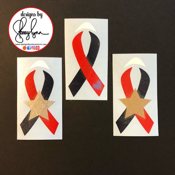 Proud American Ribbon decal; Veteran Ribbon, Active Duty, Purple Heart Ribbon, Red, White & Blue, Star