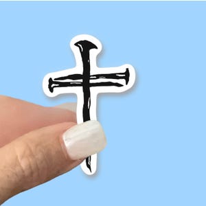 Three nails rugged cross sticker Christian Vinyl Stickers for Water Bottles, Journals, Cars, Laptops & More
