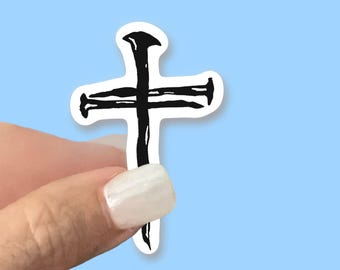 Three nails rugged cross sticker Christian Vinyl Stickers for Water Bottles, Journals, Cars, Laptops & More