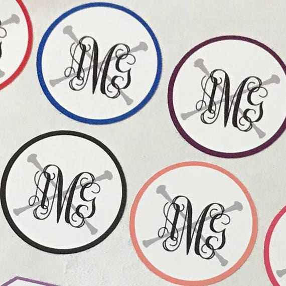 BATON MONOGRAM STICKERS | Twirler Sticker Sheet | Monogram envelope seals | Round Monogram stickers | Free Shipping